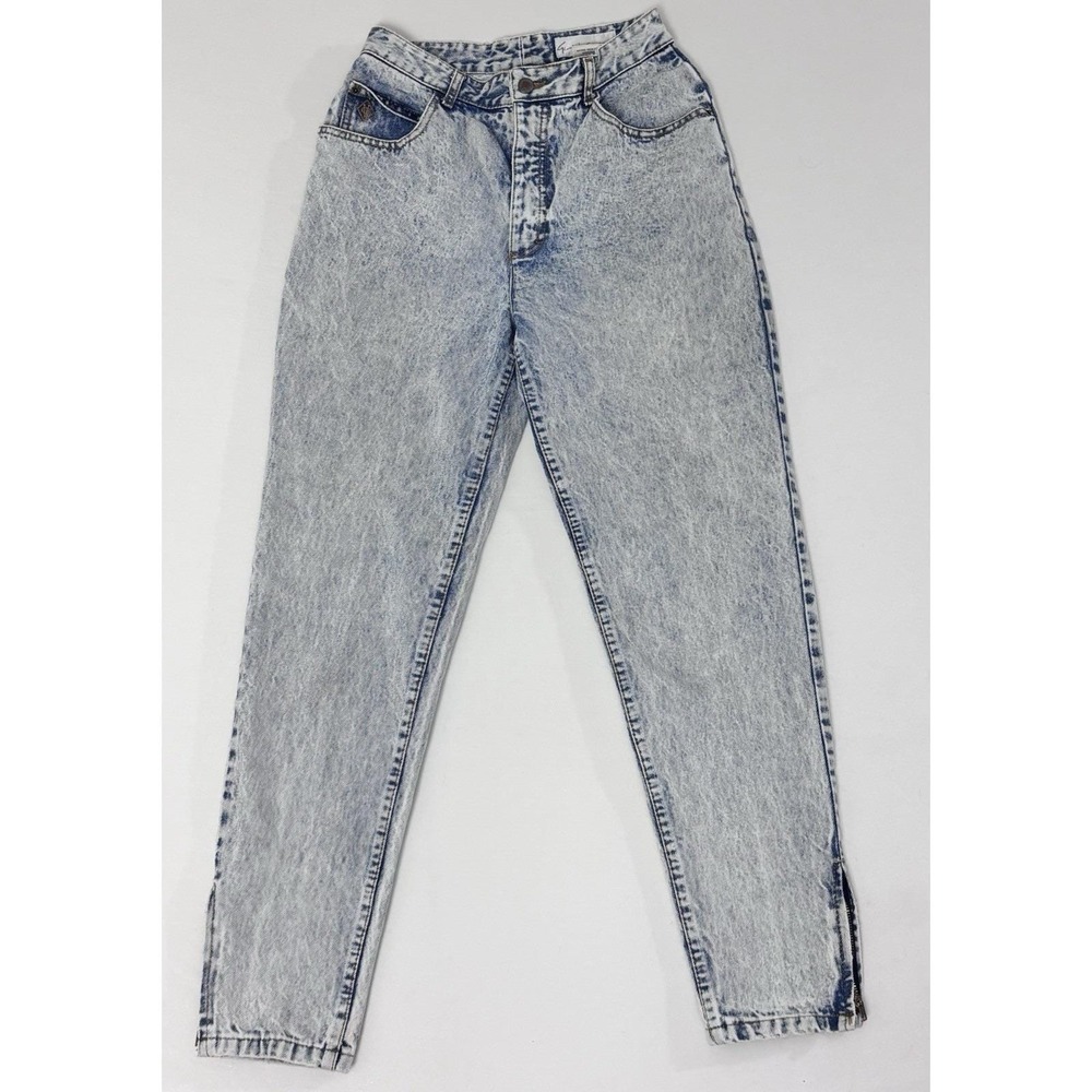 Gloria Vanderbilt Vintage 80s Acid Wash High Waist Mom Jeans Ankle Zip Size‎ 10